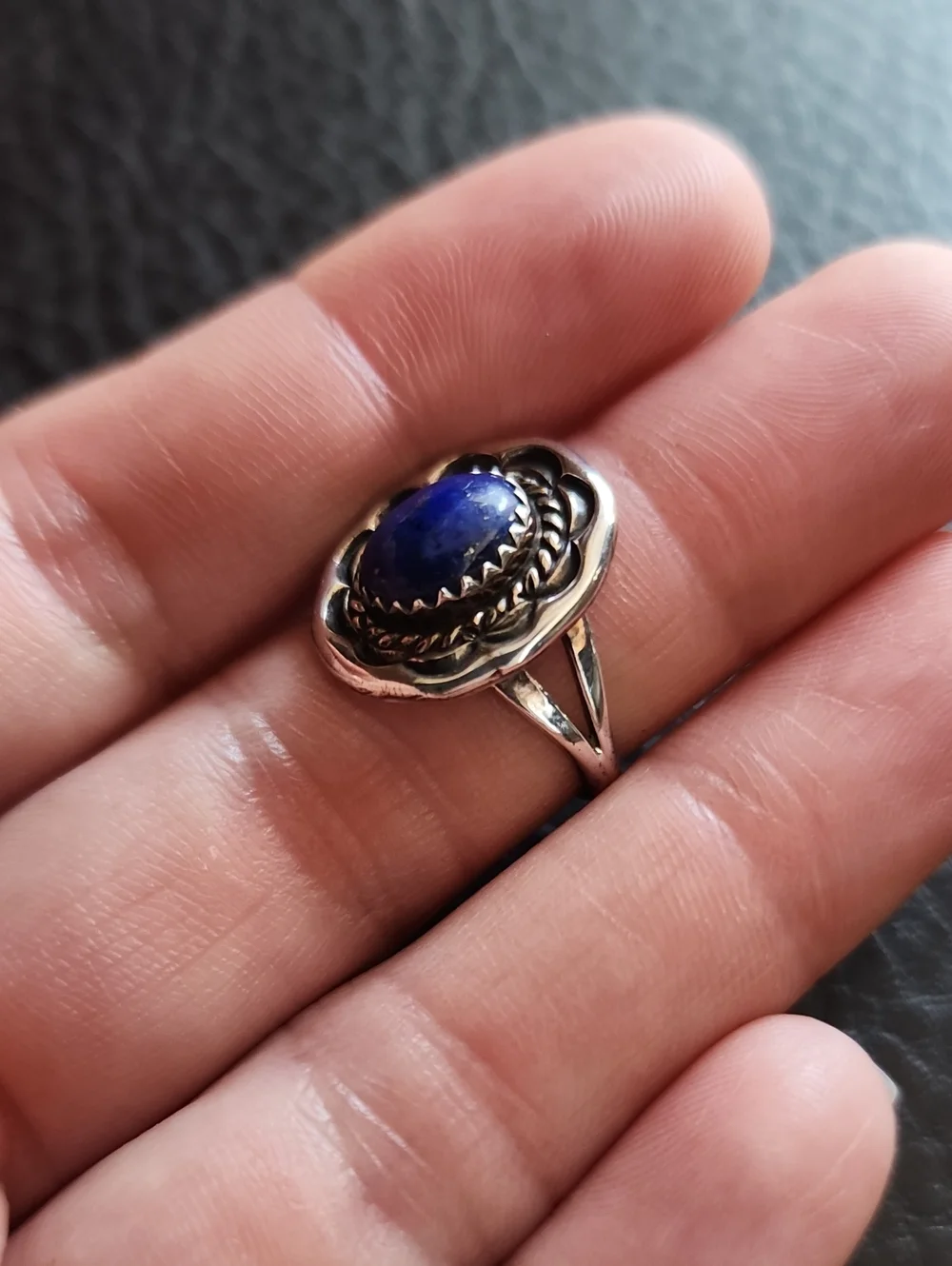 VTG Sterling Silver & Lapis Blue Stone Ring - Women Jewelry- Size 5.5